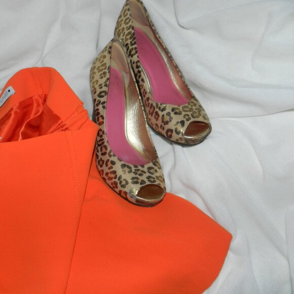 LILY PULITZER GOLD METALLIC LEOPARD WEDGE PEEP TOE 📦🏃💨⚡🚚 - Picture 4 of 16